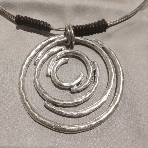 Swirl Silver Coil Necklace - Picture 2 of 3